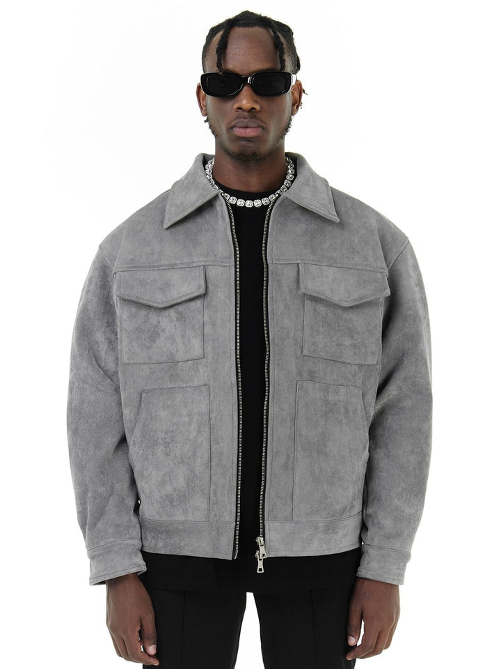 Men Suede Bomber Jacket | Fenello