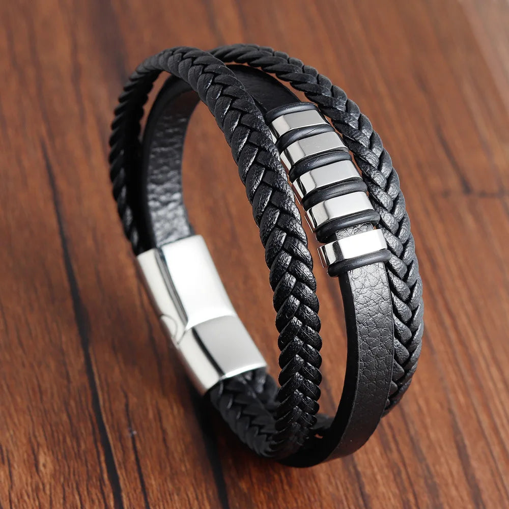 Men Magnetic Buckle Leather Bracelet | Davor