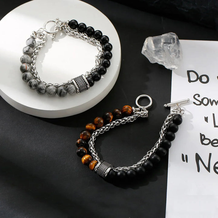 Men Dual Bead Chain Bracelet | Kael
