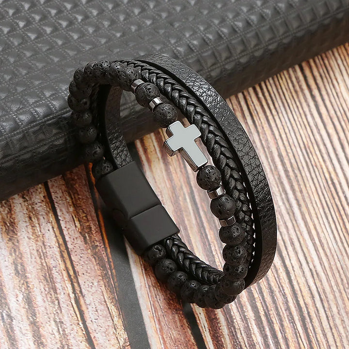 Men Multilayer Leather Bracelet | Riven