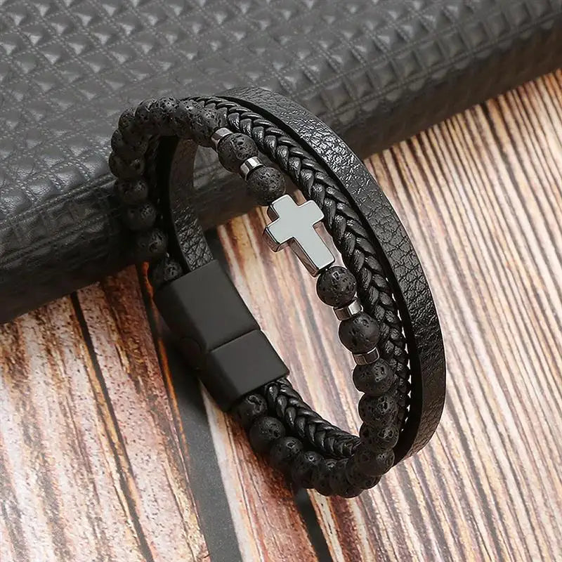 Men Leather Wrap Bracelet | Axton