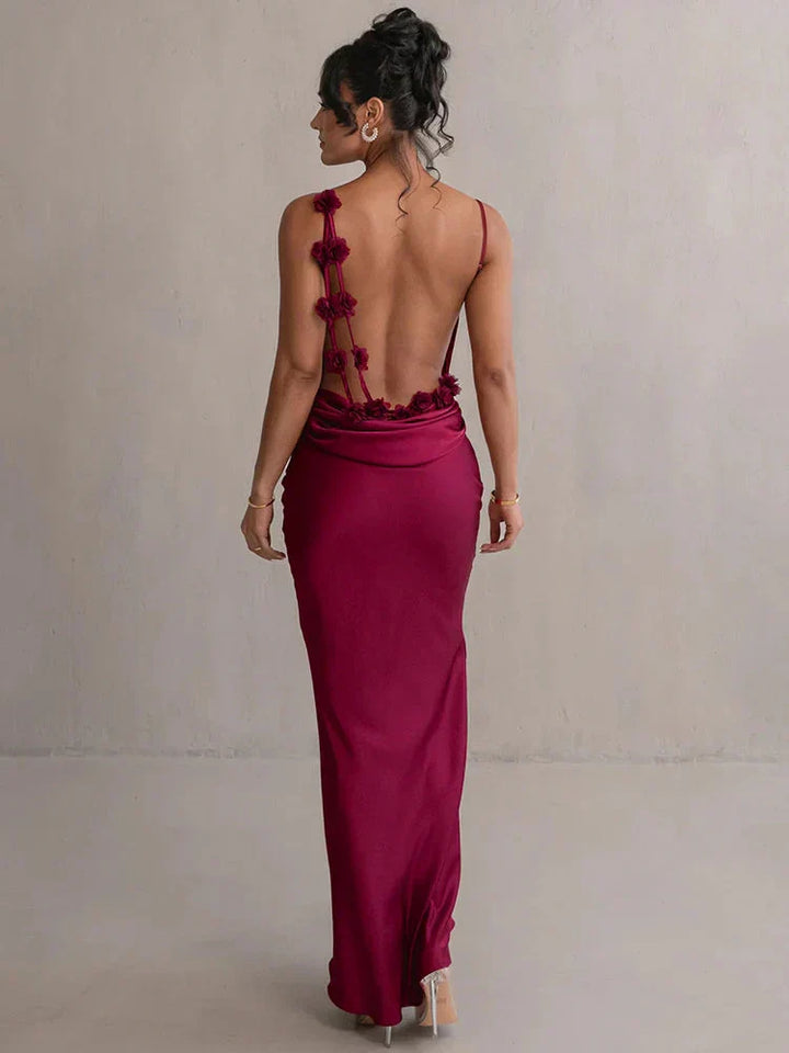 Briselle - Chic Backless Flower Strap Dress