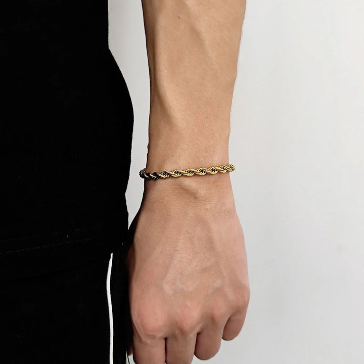 Men Gold Twist Chain Bracelet | Zayen