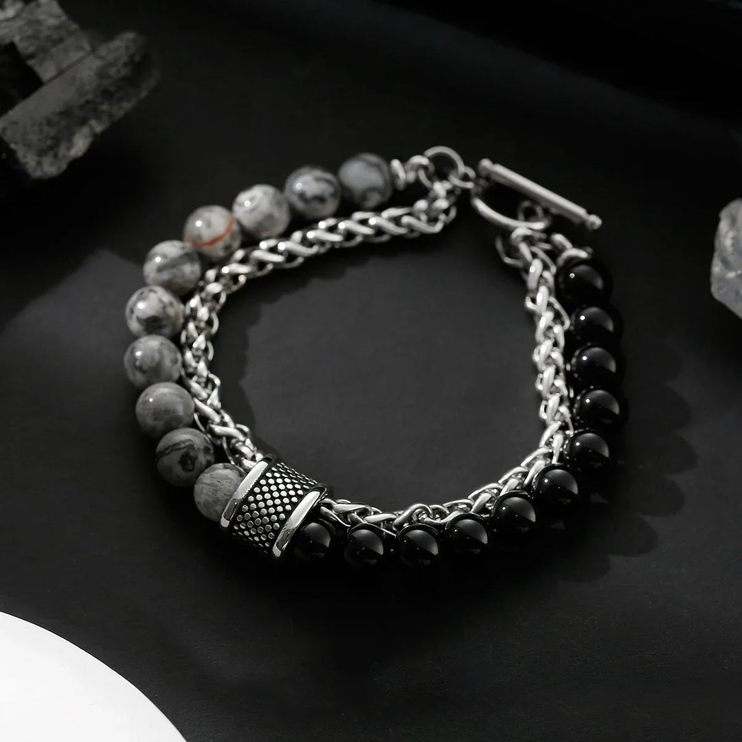 Men Dual Bead Chain Bracelet | Kael