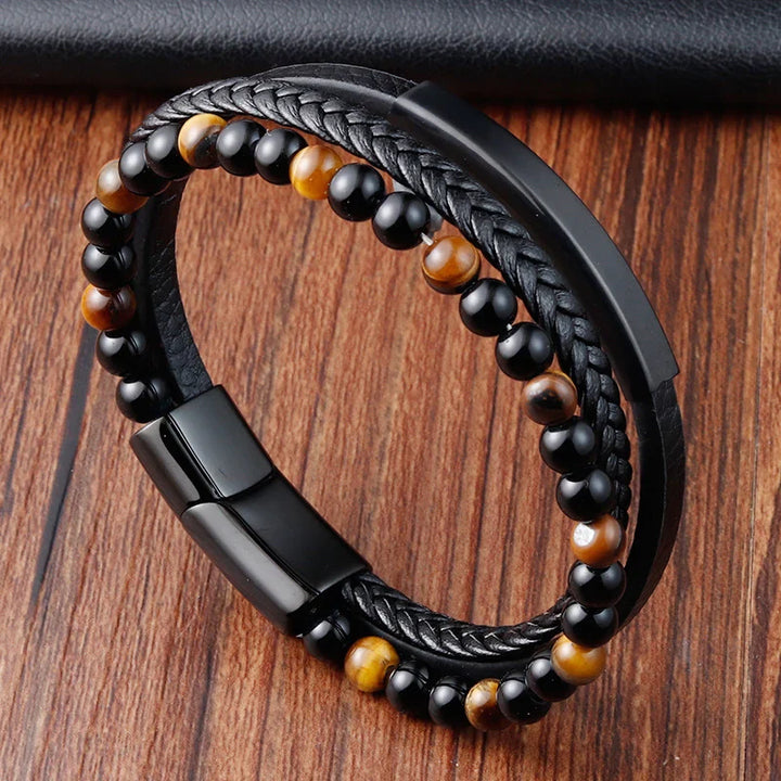 Men Magnetic Buckle Leather Bracelet | Davor