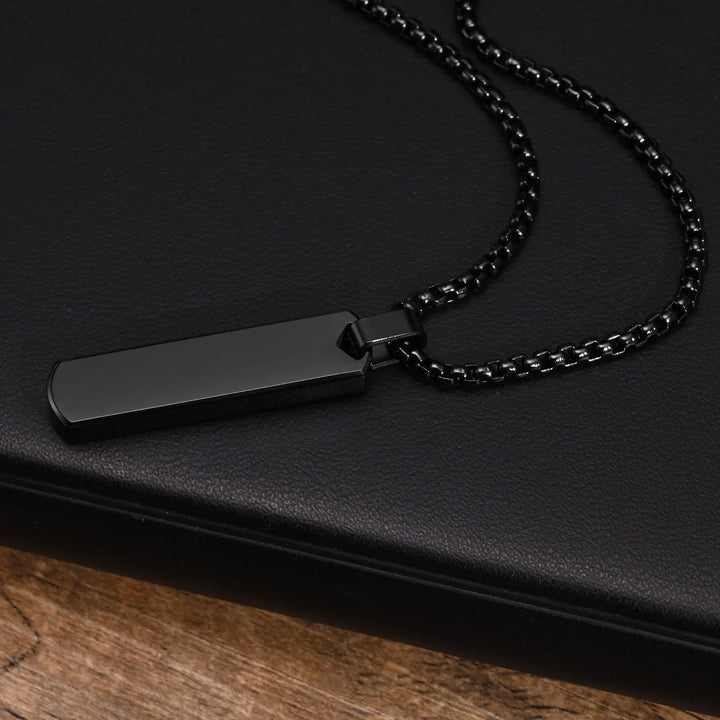 Men's Necklace Silver Stainless Steel | Classic Initial Bar Pendant