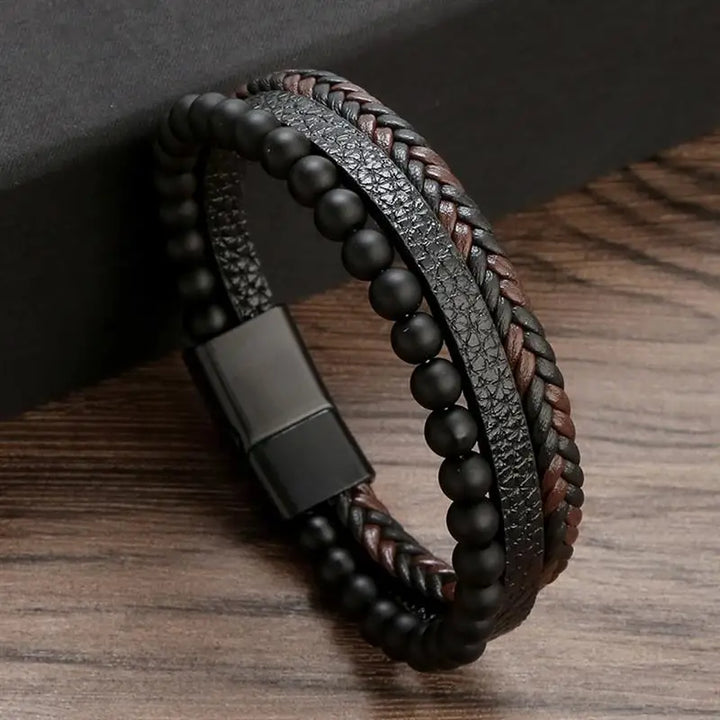 Men Leather Wrap Bracelet | Axton