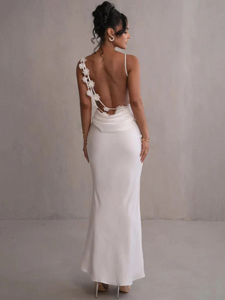 Briselle - Chic Backless Flower Strap Dress