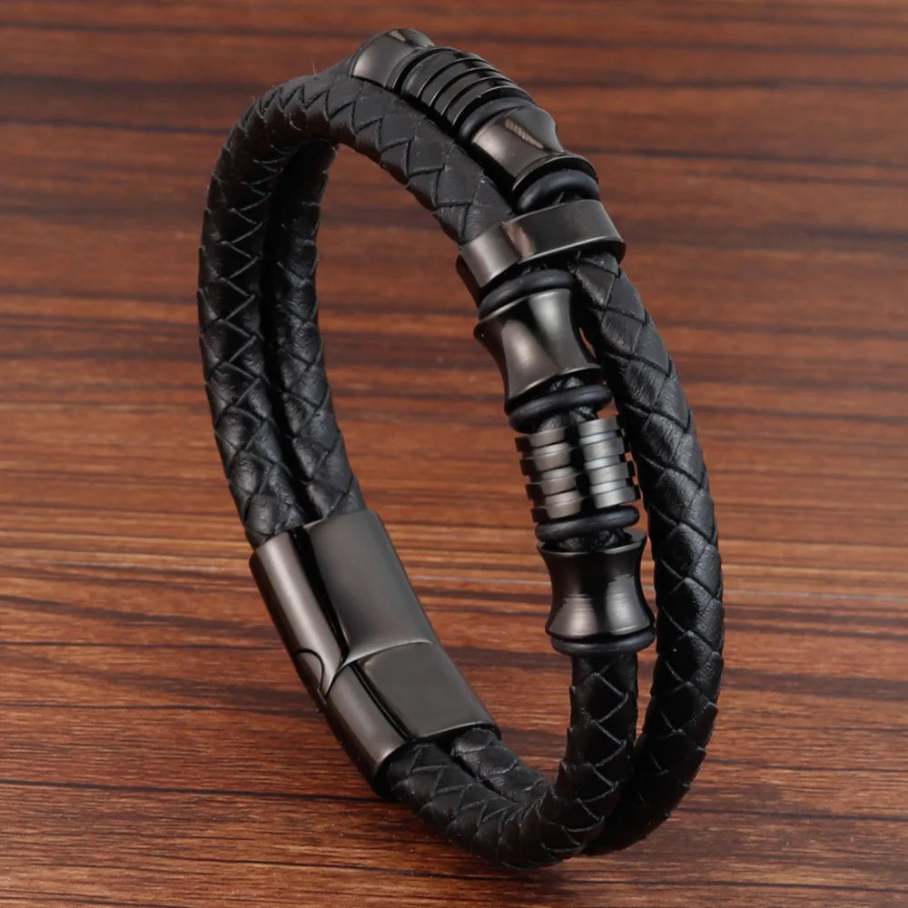 Men Magnetic Buckle Leather Bracelet | Davor
