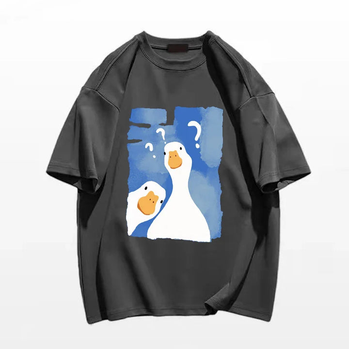 Oversized Men’s T-Shirt with Quirky Ducks Print | Isalene