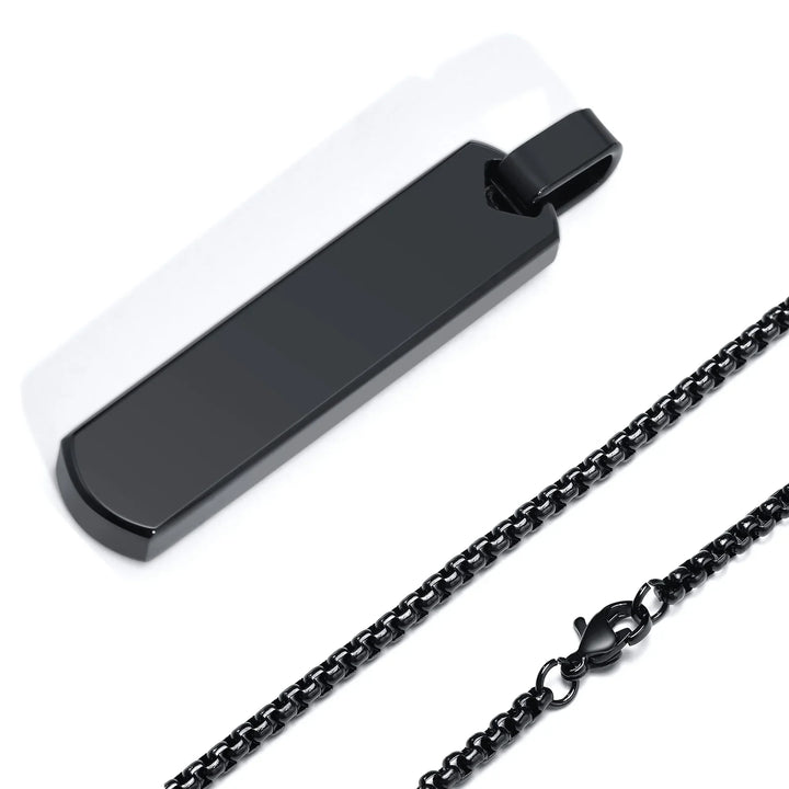 Men's Necklace Silver Stainless Steel | Classic Initial Bar Pendant