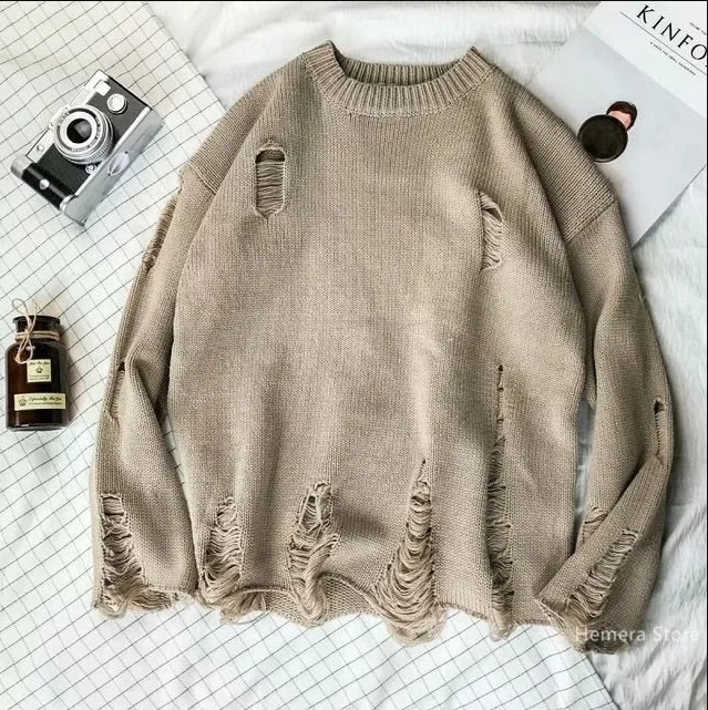 Men Ripped Knit Sweater | Daryen