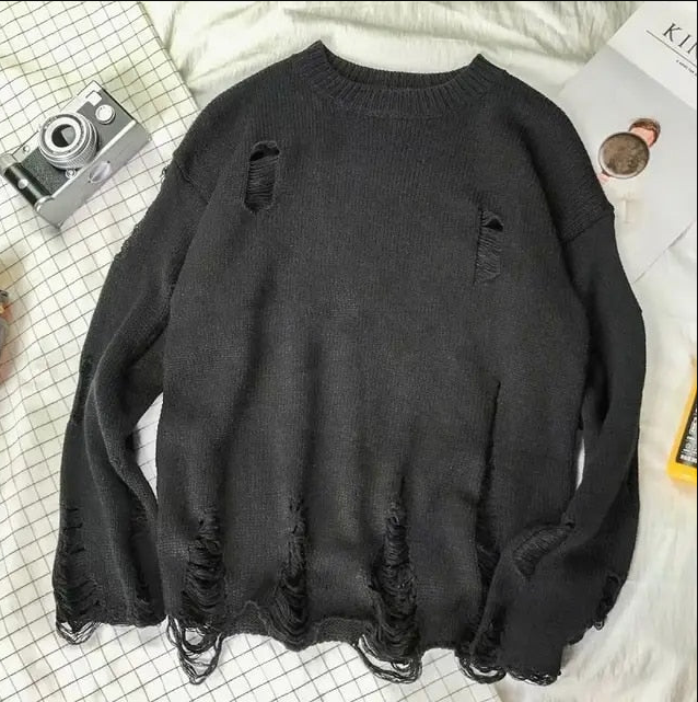Men Ripped Knit Sweater | Daryen