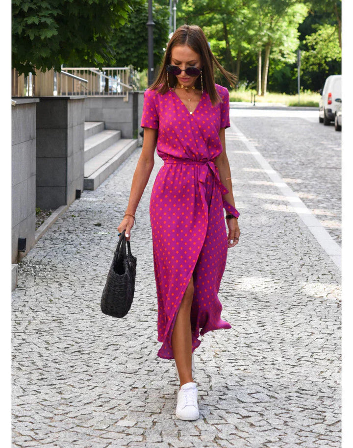 Adira - Women’s Crossover V-Neck Split Hem Dress