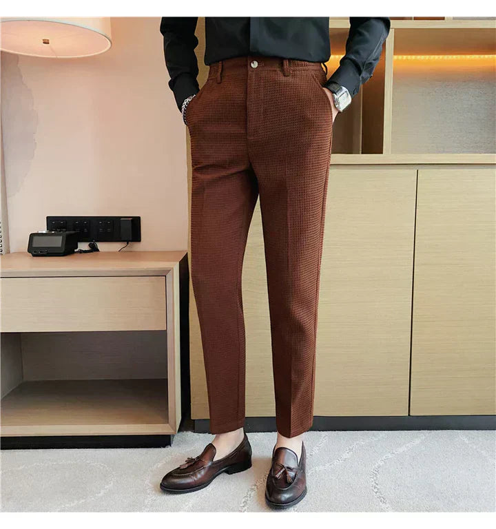 Men Slim-Fit Patterned Trousers | Marvik
