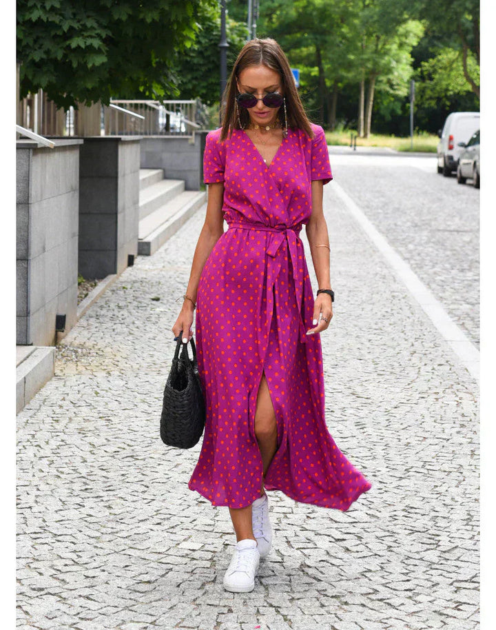Adira - Women’s Crossover V-Neck Split Hem Dress