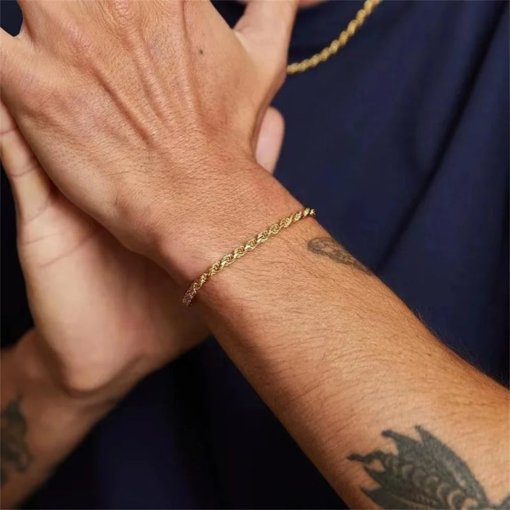 Men Gold Twist Chain Bracelet | Zayen