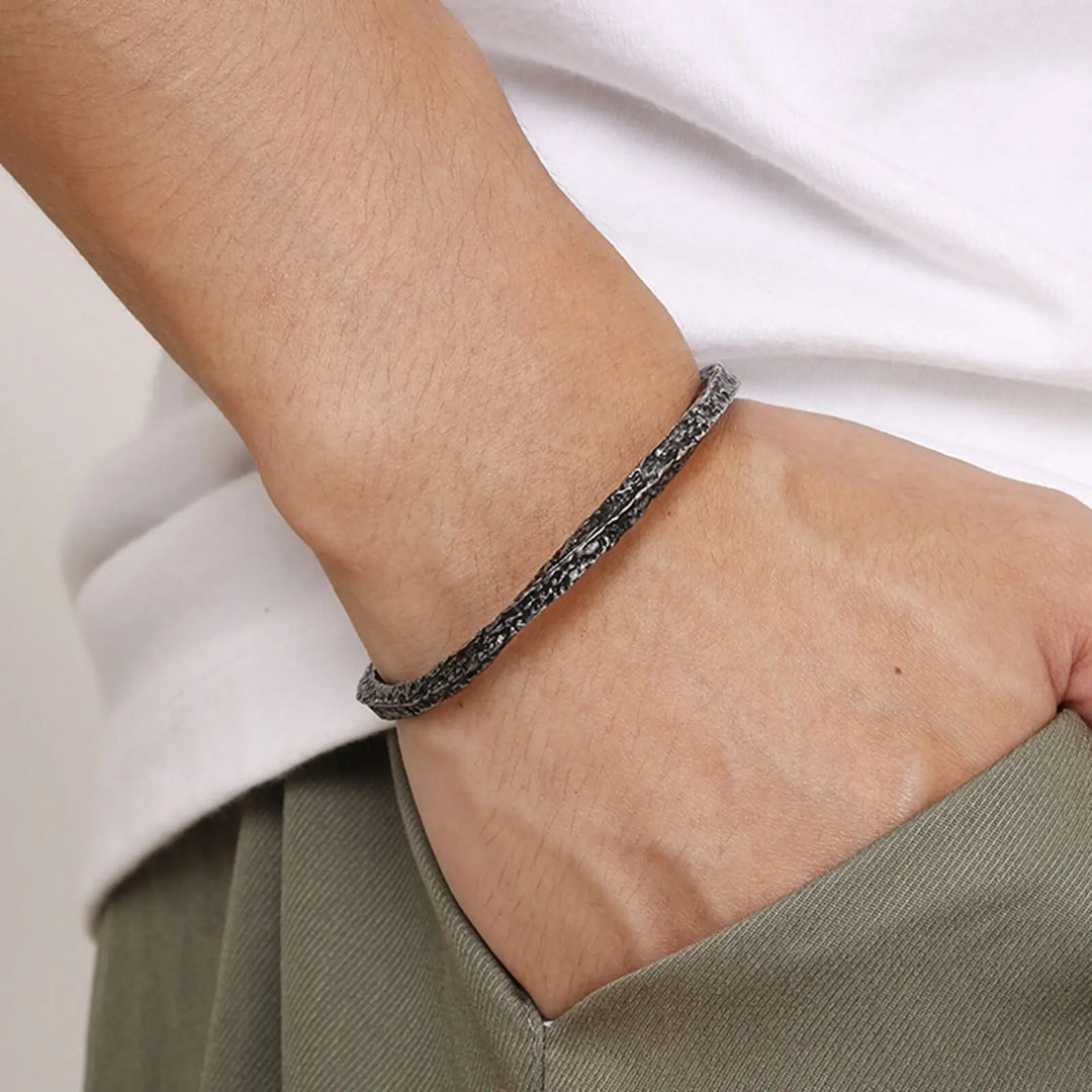 Men Hammered Metal Cuff Bracelet | Zevik