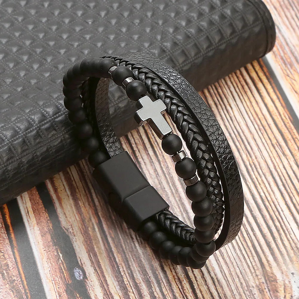 Men Multilayer Leather Bracelet | Riven