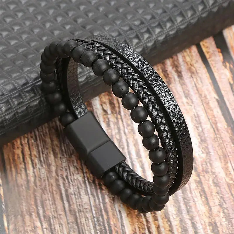 Men Leather Wrap Bracelet | Axton
