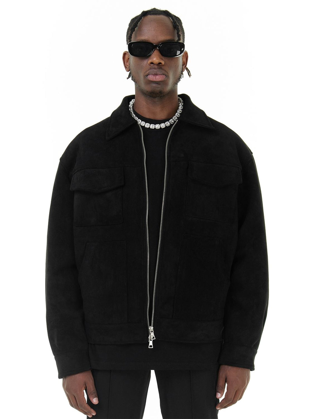 Men Suede Bomber Jacket | Fenello