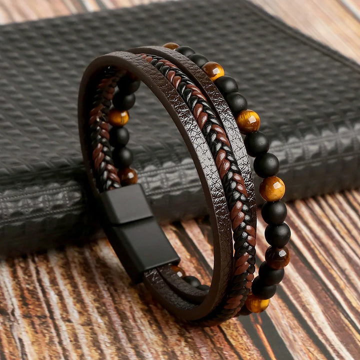 Men Multilayer Leather Bracelet | Riven