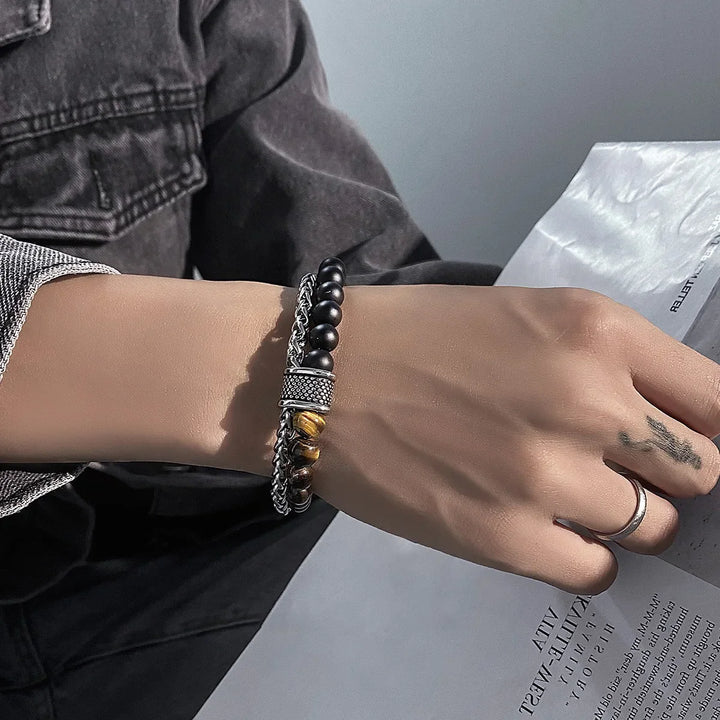 Men Dual Bead Chain Bracelet | Kael
