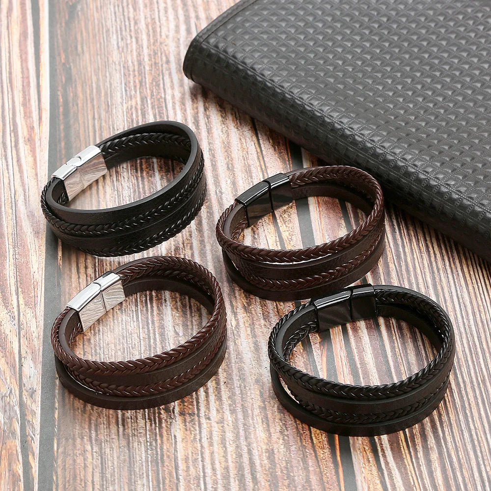 Men Multilayer Leather Bracelet | Riven
