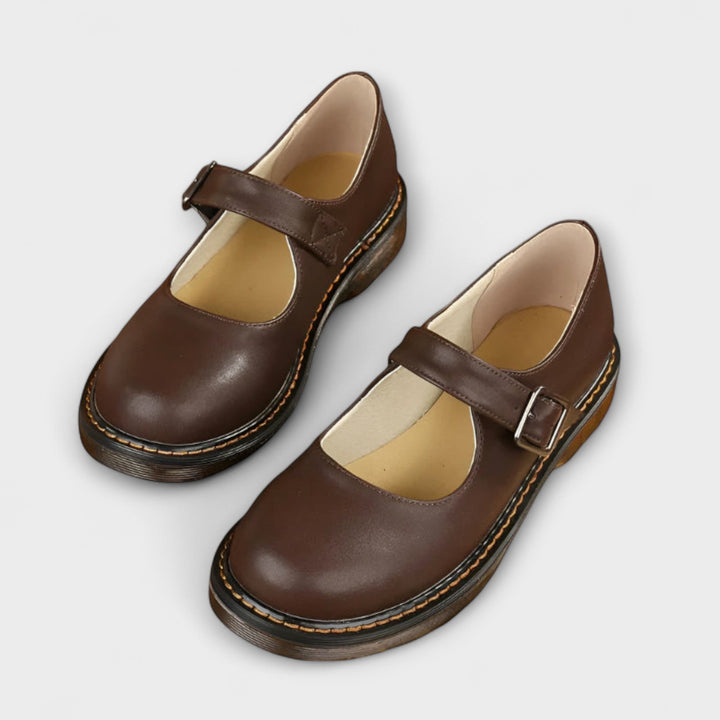 Women's Vintage Mary Jane Shoes – Classic Leather Strap Shoes with Comfort Sole