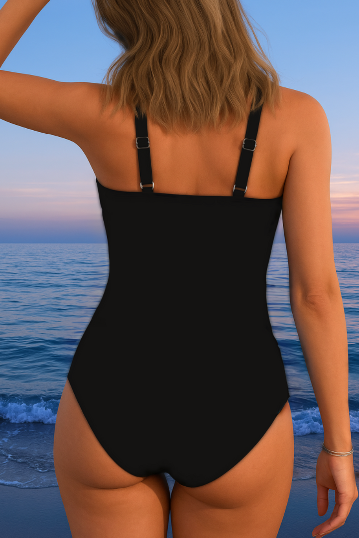 Luxurious Surplice Swimsuit with Colorful Print
