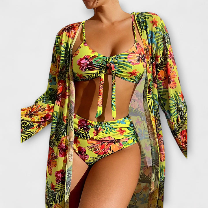Ariel - High Waisted Bikini 3 Pieces Floral Bikini Set
