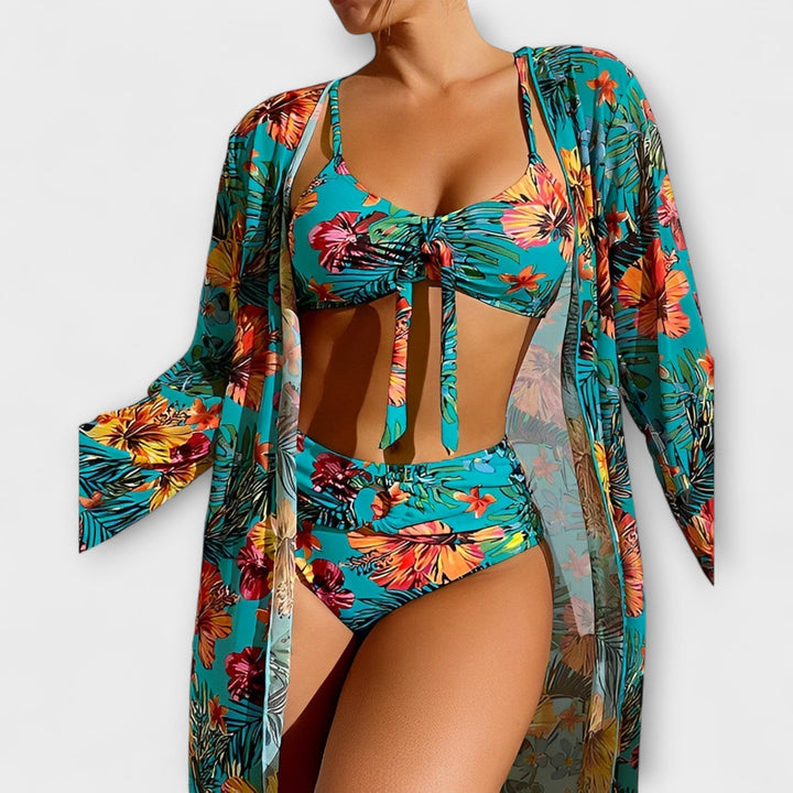 Ariel - High Waisted Bikini 3 Pieces Floral Bikini Set