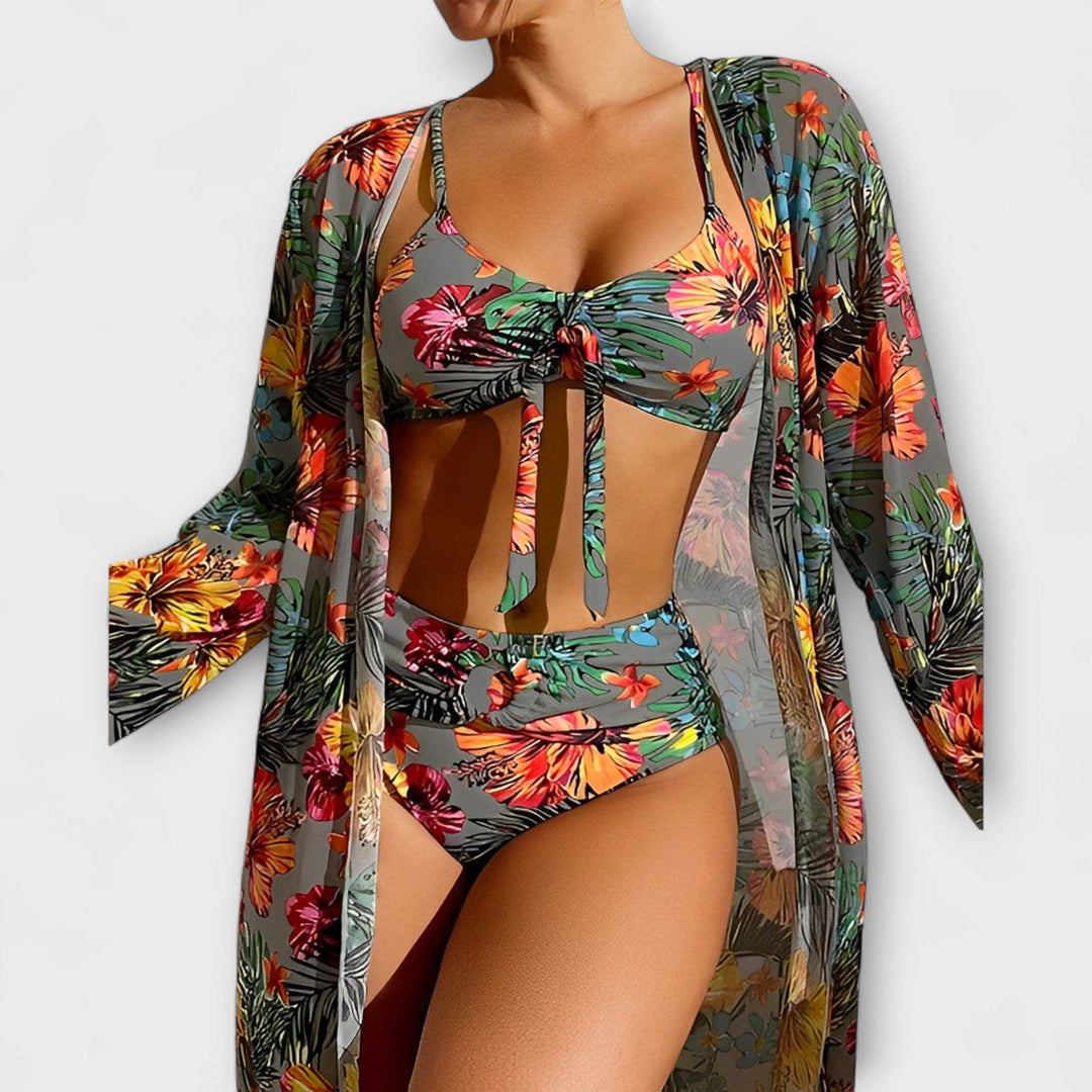 Ariel - High Waisted Bikini 3 Pieces Floral Bikini Set