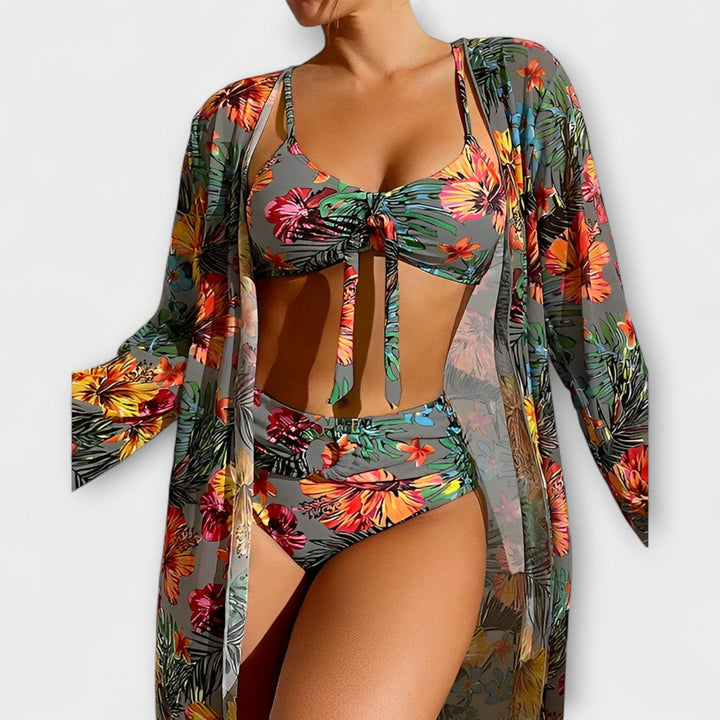 Ariel - High Waisted Bikini 3 Pieces Floral Bikini Set