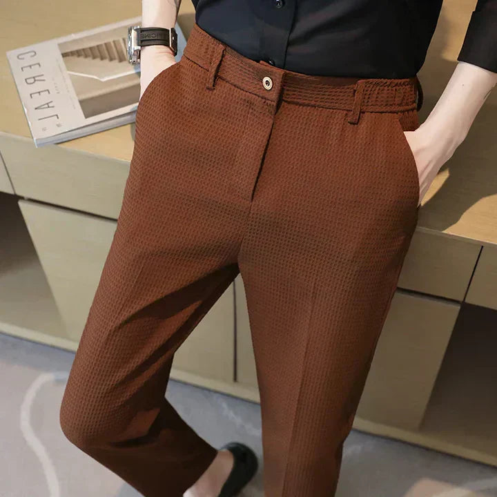 Men Slim-Fit Patterned Trousers | Marvik