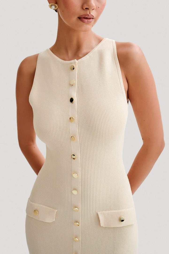 Avalon - Elegant Button Detail Bodycon Dress