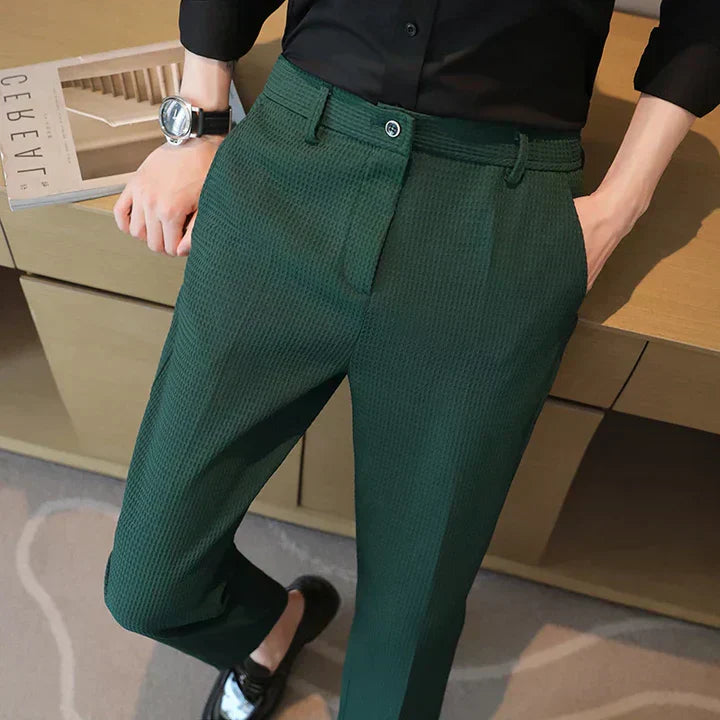 Men Slim-Fit Patterned Trousers | Marvik