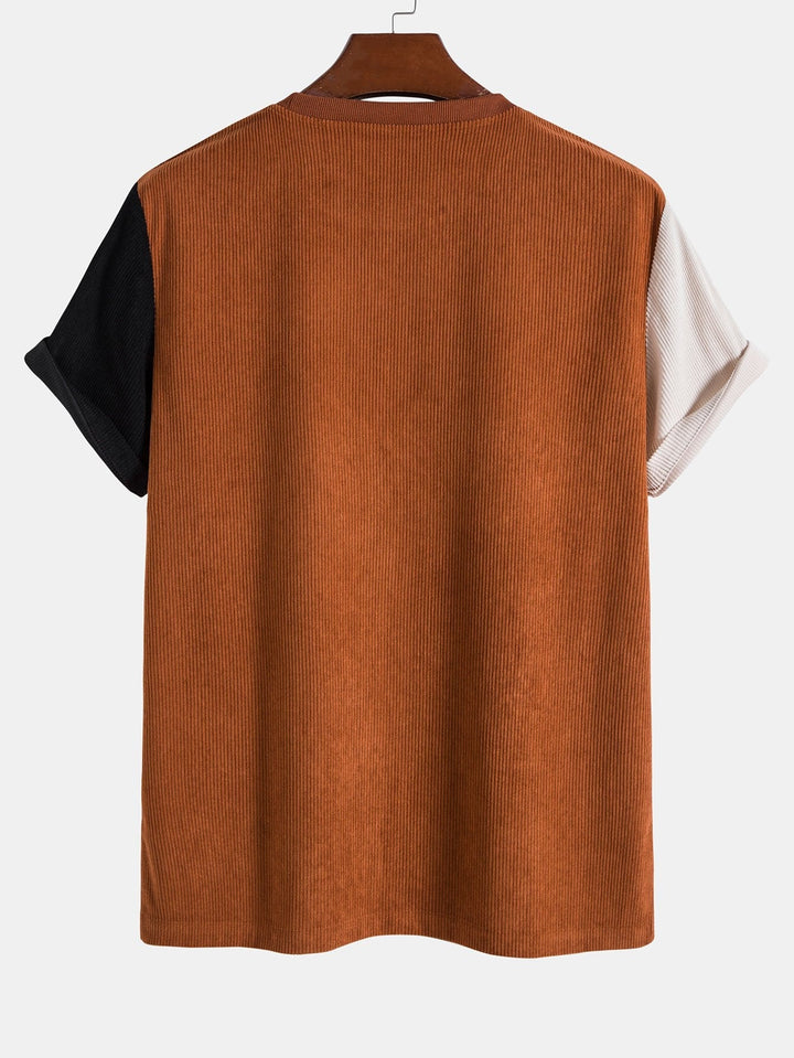 Men Color Block Corduroy T-Shirt for Men | Lance