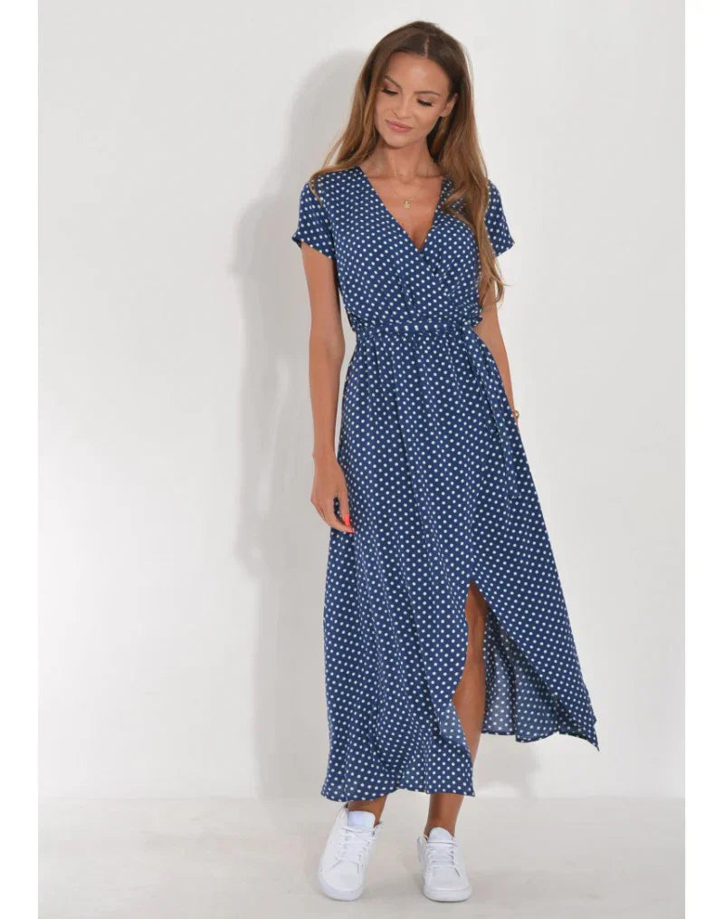 Adira - Women’s Crossover V-Neck Split Hem Dress