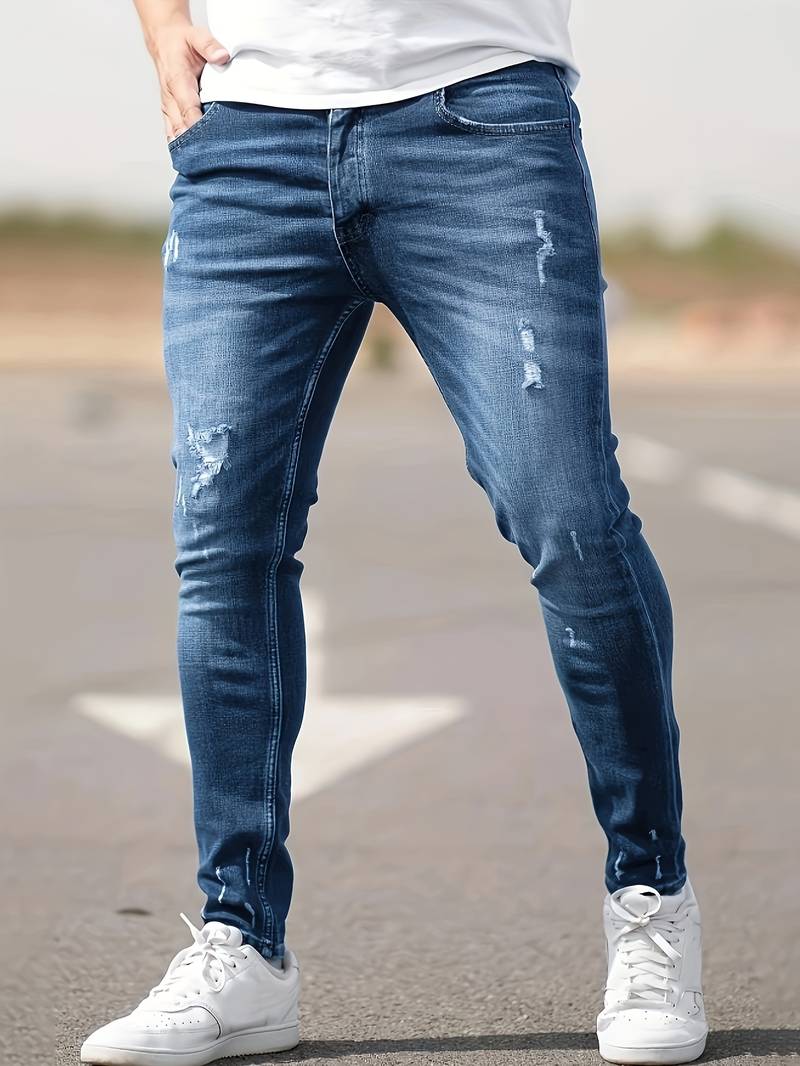 Men Slim-Fit Distressed Denim Jeans | Kavanaugh