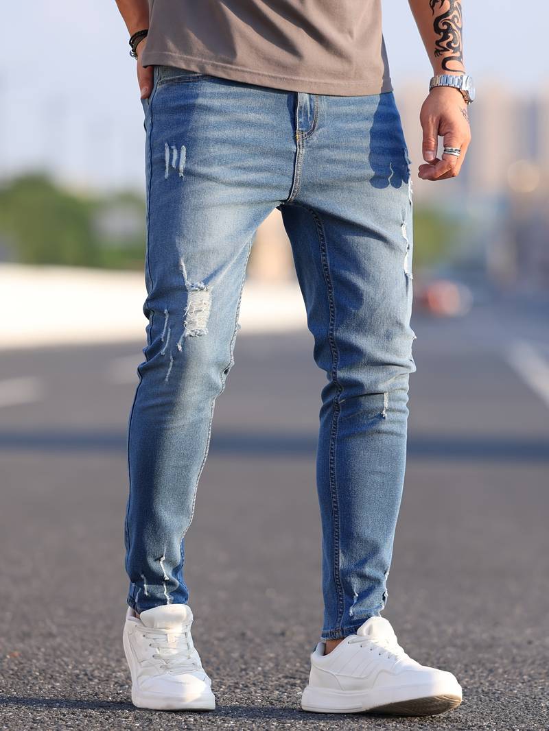 Men Slim-Fit Distressed Denim Jeans | Kavanaugh